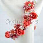 Red Rose Cluster Bracelet